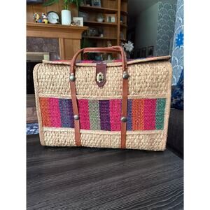 Vintage 70s Straw Beach Tote